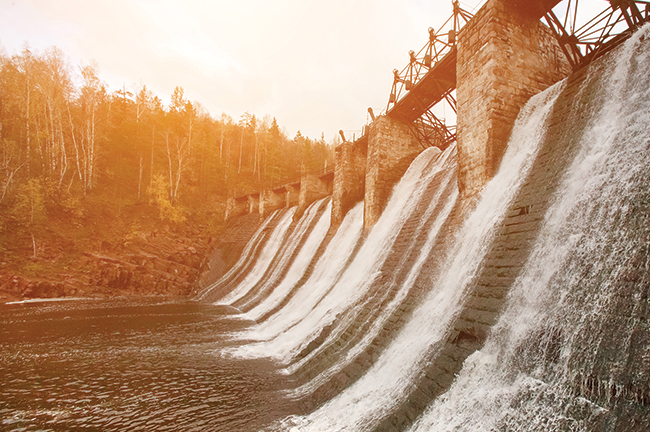 Water dams shot in artistic light