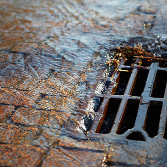 Storm Drain in the road filling with water