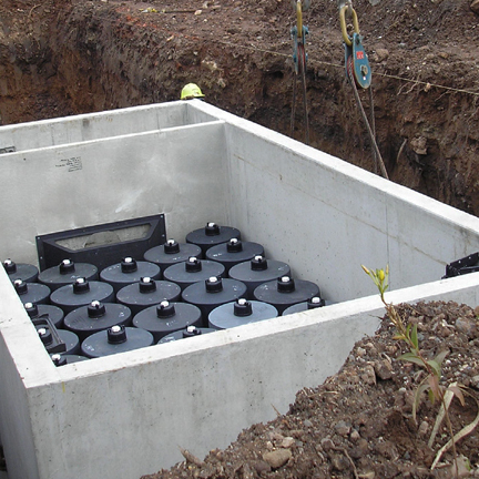 Contech filtration system encased in cement