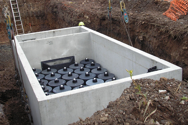 Contech filtration system encased in cement