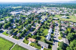 Overhead neighborhood suburb