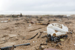 Garbage waste on empty beach