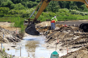 Groundwater uncovered at construction site
