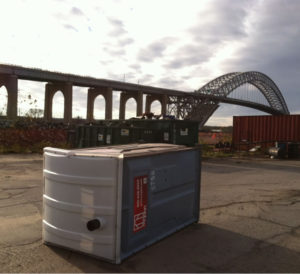 Mr. John porta potty tipped over