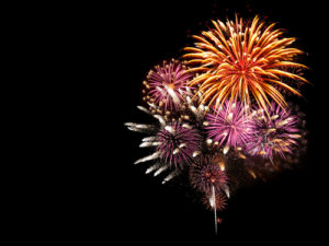 fireworks orange red and purple colors